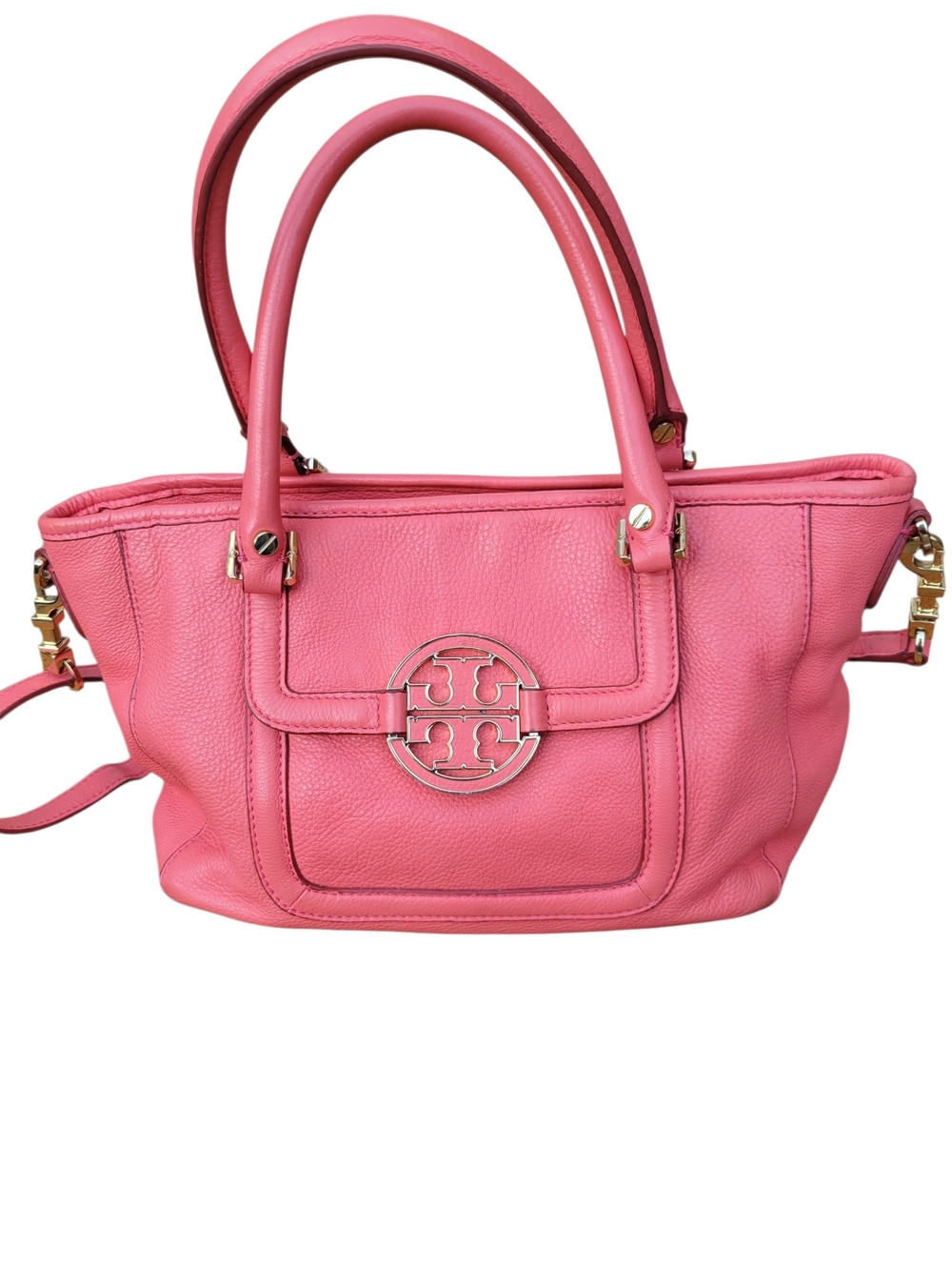 Tory Burch Coral Pink Amanda Mini Leather Double-Handle Satchel